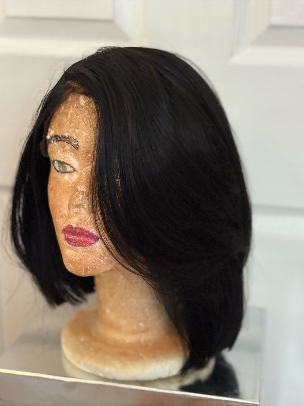 Classic Black Short Layered Bob Wig with Side Sweep